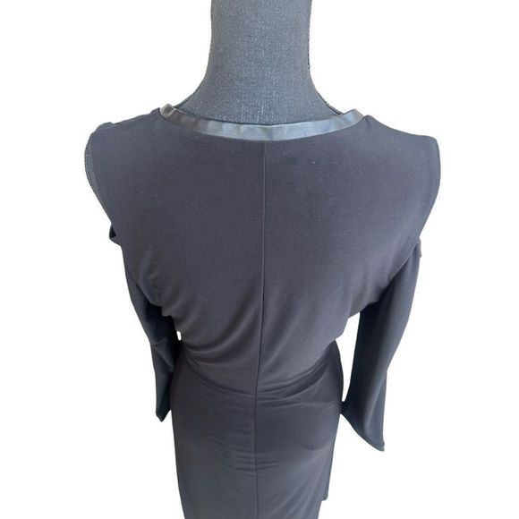 Laundry Women's Wrap Front Cold Sholder Long Sleeves Dress Black Size L - Picture 5 of 16